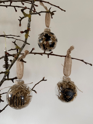 Weihnachtskugel Stroh im Glas 3er Set