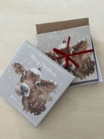 Weihnachtskarten 8er Box mit Umschlägen Snow Cow 15cmx15cm